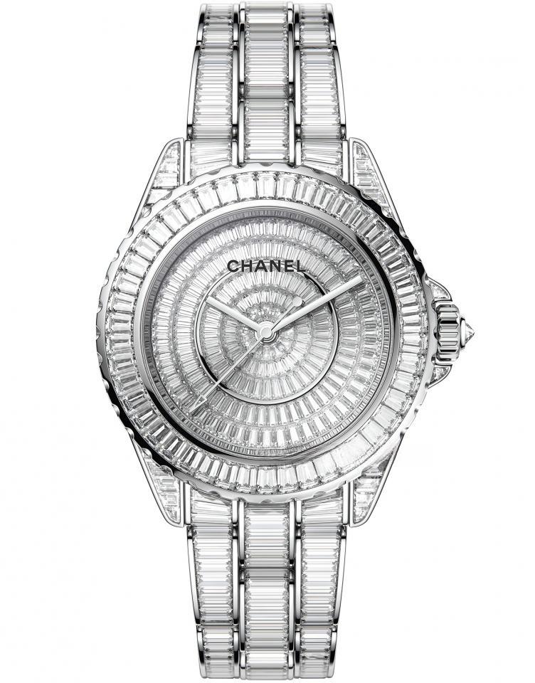 CHANEL （J12 River 38毫米長階梯形切割鑽石腕錶） J12