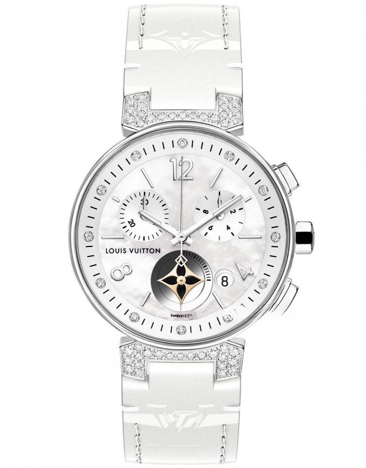 LOUIS VUITTON （Moon Star Chronograph White - Mother-Of-Pearl & Diamonds） TAMBOUR