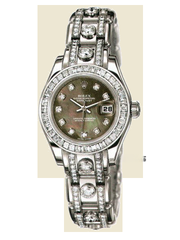 ROLEX 80309BR 黑色珍珠母鑲鑽 LADY-DATEJUST